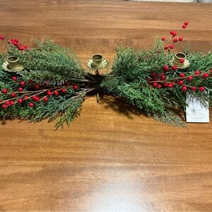 NWTF Heart & Hand Greenery Centerpiece with Brass Candle Holder